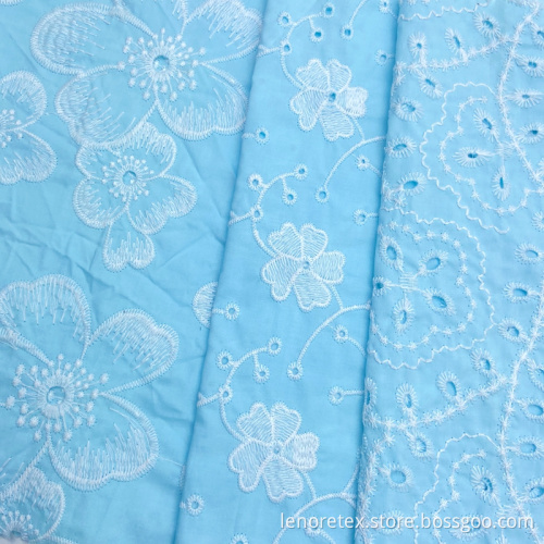 100% Cotton Poplin Embroidery Fabric For Women Shirts